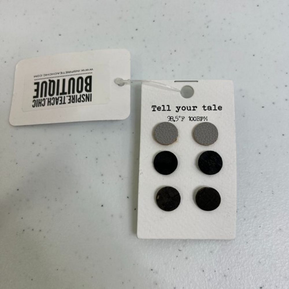Tell Your Tale Earrings Lot of‎ 3 Cork Stud Gray Black Boho Fur Minimalist New